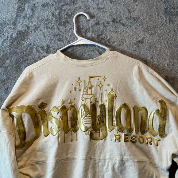 Disneyland Resort Spirit Jersey Sz Large Cream Gold Castle Pixie Glitter Disney - Picture 2 of 6